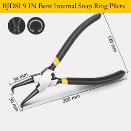 BJDSI 9" Bent Internal Snap Ring Pliers,Internal Spring Design,Anti-Rust,Standard Head.