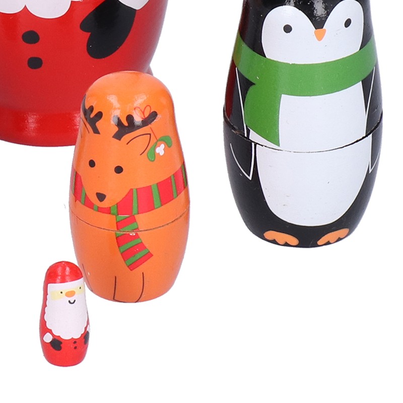 6Pcs Russian Nesting Dolls Gift Wooden Painted Art Crafts Cartoon