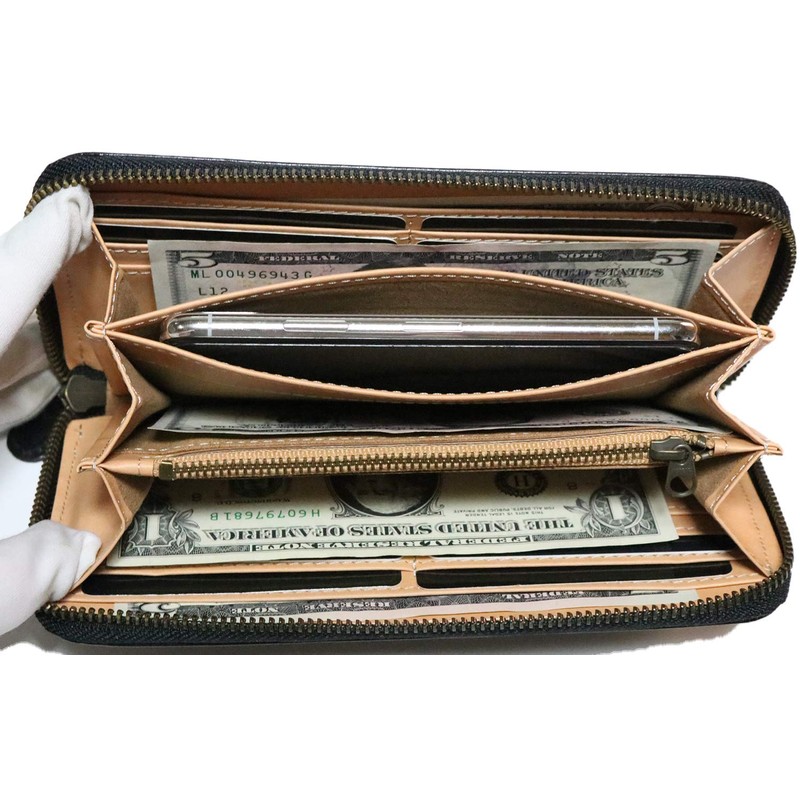 Berkut 1030220 Italian Leather Genuine Leather Braided Long Wallet, Round
