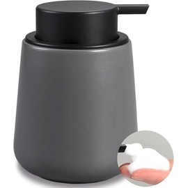 BosilunLife Grey Foam Dispenser - Modern Ceramic Soap Dispenser Bathroom 12 oz Bottles Hand Pump Dish Foam Dispenser for Kitchen Hand Wash