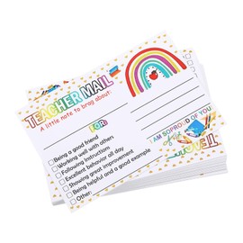 50Pcs Teacher Mail, Teacher Supplies, Rainbow Happy Postcards for Mailing, Good Behavior Incentives for Elementary Students Postcard to Send Home, Kindergarten, Elementary Classroom Must Haves