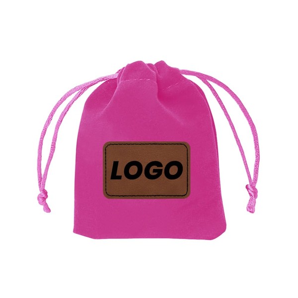 TopTie Custom Tan Rectangle Leather Patch Drawstring Bags 50 PCS,