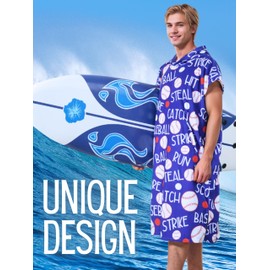 Huglanket Baseball Gifts Surf Poncho Hooded with Baseball Patterns, Soft Cover-Up Changing Towel with Pocket