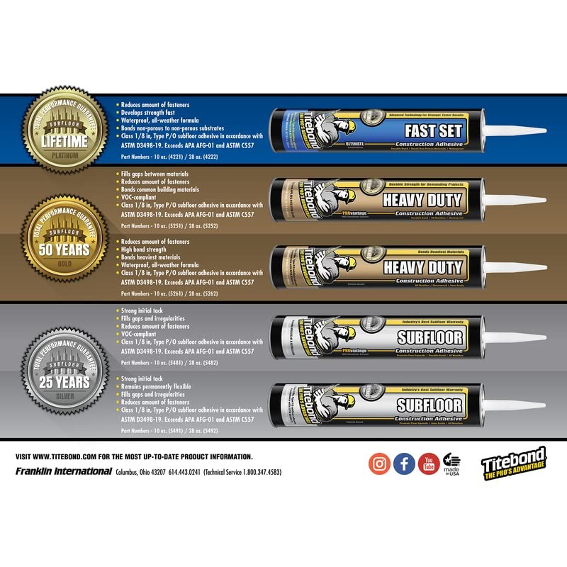 Franklin International 28OZ TITEBOND PROVANTAGE SUBFLOOR ADHESIVE, Beige, Synthetic Polymer,