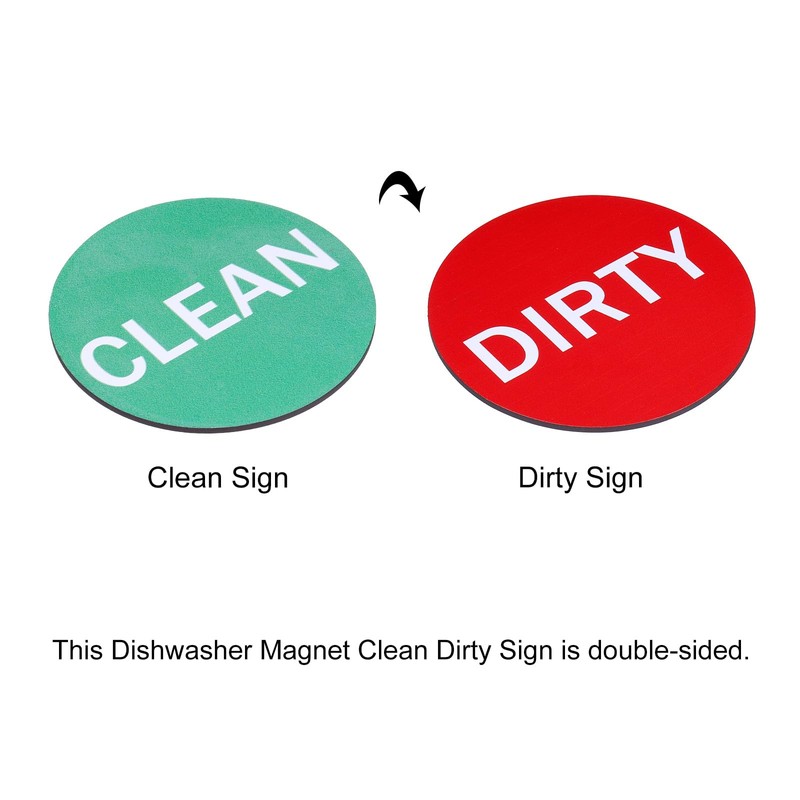 sourcing map Dishwasher Magnet Clean Dirty Sign Round Magnet Red-Green