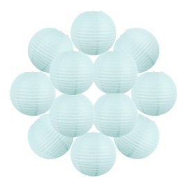 12 x 30cm Aquamarine Paper Lanterns - Hanging Ball Paper 30cm (12") Type Japanese Lantern for Wedding Decoration - Pack of 12 - Le Must de la Range de Lanterns Paper - Instructions in