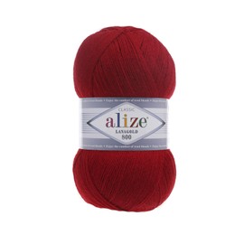 Alize LanaGold 800 Hand Knitting Yarn for Crochet Knitting and Crafts Super Fine Weight Soft 4 Balls 400g 3500m Colour 56 Red