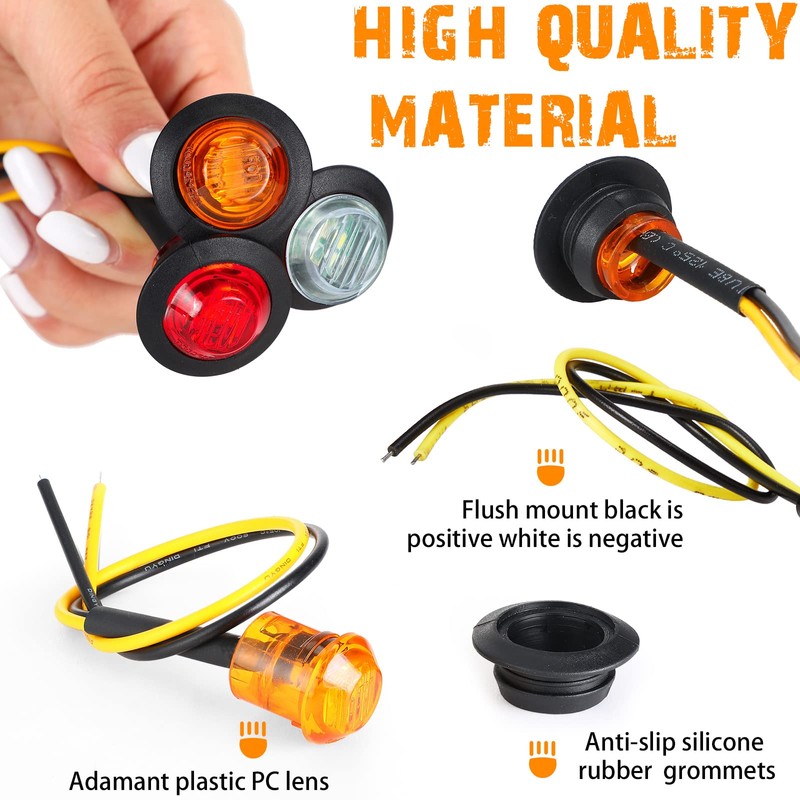 Tuanse 60 Pack Trailer Lights Bulk 3/4 Inch LED Marker