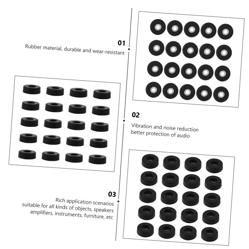 Gatuida 20pcs Shockproof Rubber Speaker Pads for Furniture Cushion Feet