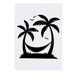 'Hammock & Palm Trees' Temporary Tattoo - Water Resistant, Skin-Safe, Non-Toxic Transfer (TO00049750)