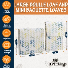 Li'l Things Eco-friendly Reusable Beeswax Bread bags 2.0 | Set of 2 sizes | 13'x13' & 15’x9’ | Storage for Home-Baked Store-Bought Bread | Freezer Safe | Paintbrush