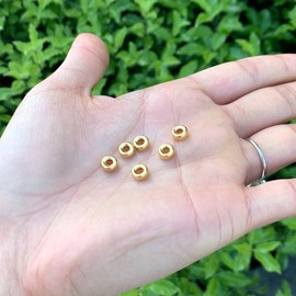 Adabele - 20 abalorio redondas sueltas de plata de ley chapada en oro auténtico, 6 mm (agujero grande de 2,5 mm) para hacer joyas SS384-6