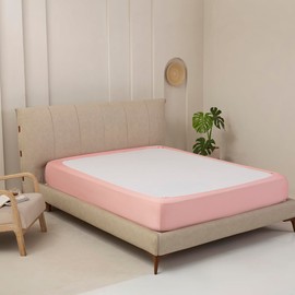 Stretchy Box Spring Cover King Size - Jersey Knit & Stretchy Wrap Around 4 Sides Bed Skirt for Hotel & Home, Wrinkle & Fading Resistant Fits King Size Beds, Blush