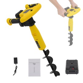 ZERNEIL Electric Post Hole Digger, DC20V 350W Cordless Earth Auger with Battery(2000mAh) & Charger - One-Click Switching Forward ⇄ Reverse - Ideal for Small Garden Tree Planting - Easy to Use