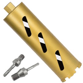 3.5" Dry Drill Core Bits for Cured Concrete with Rebar Brick Blonck Masonry etc 12.2in/310mm Drilling Depth，10mm Diamond Segment Height，2 Adapters