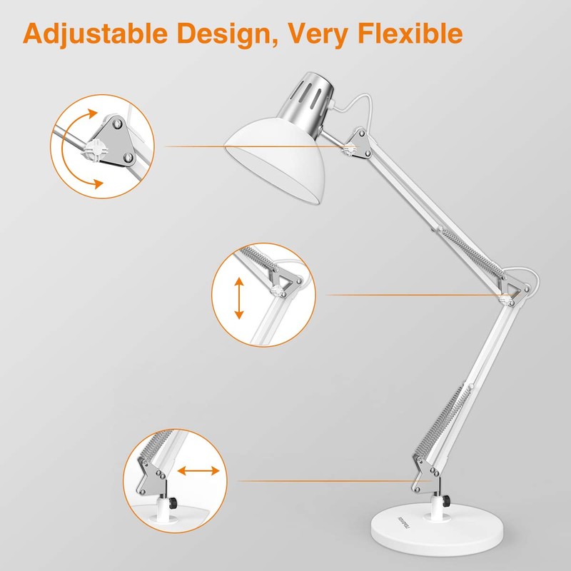LEPOWER Metal Desk Lamp, Adjustable Goose Neck Architect Table Lamp