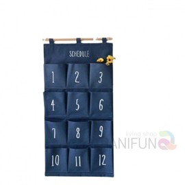 Fabric wall storage pocket Navy wall mount bracket Wall mount storage Wall mount pocket Living room wall storage 4-stage wall hook