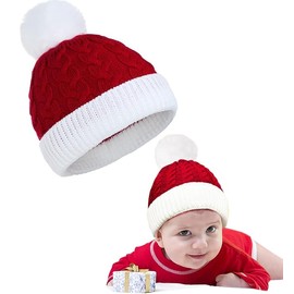 Santa Claus Baby Knitted hat, Children's Knitted hat, Soft and Warm Baby Knitted hat in red, 0 to 3 Years Old in red