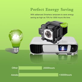 Aimdio Projector Replacement Lamp for Epson ELPLP78 EH-TW570 EH-TW5200 EB-S03 EH-TW5100 EH-TW490 TW410 EB-X18 EB-S18 EB-955W EB-X24 EB-X03 EB-W28 EB-W28 EB-B-W18 EB-W03 EB-S17 EB-98 EB-965 EB-945