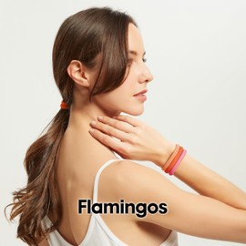 Qooocy 8MM No-Slip Women Hair Ties for Thick & Curly Hair, 12 Pcs, Flamingos