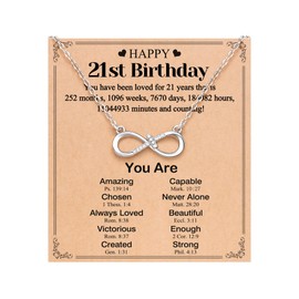 UNGENT THEM 21st Birthday Decorations Gifts for Her 21 Year Old Happy Birthday Necklace Gifts for Her Women Female