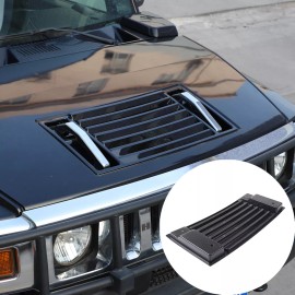 carmotion88 Front Hood Vent Panel Handle Cover Glossy Black Trim For Hummer H2 SUV 2003-2009