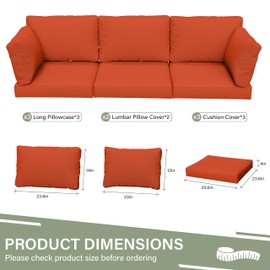 Pakunoda 8 pcs Outdoor Cushion Slipcovers Outdoor Patio Cushions Covers Replacement Waterproof with Zipper w/3 Seat Cushion Covers and 5 Backrest Pillow Covers, Covers Only