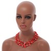 3 Row Red Shell And Glass Bead Necklace - 54cm