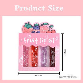 Roll Up Glitter Lip Gloss, Lip Shiner Roll-On, Lip Gloss Set, Colourless Lip Gloss Transparent, 4 Pieces Lip Gloss Fruit Flavour, Moisturising Lip Balm, Transparent Lip Enhancer