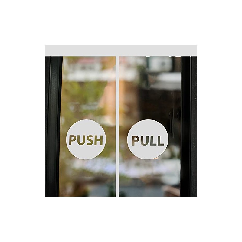 Pull Push Door Stickers 6cm Shop Window Salon Bar Cafe