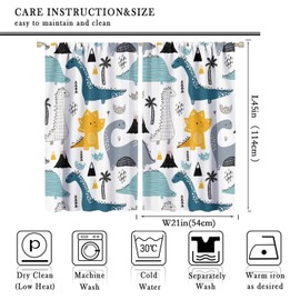 SXXLDNG Kids Blackout Curtains,Each Panel W21 x 45" L,Baby Room Cartoon Animal Cute Dinosaur Rod Pocket Curtains for Boys Girls Bedroom Living Room Nursery Window Drapes 2 Panel Set 42" x 45"