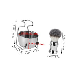 Baluue Stylish Shaving Bowl Brush Kit Men's Shave Set Brush Stand Included Stainless Steel