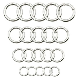 Maydahui 20PCS Spring O Ring Zinc Alloy Spring Clip 4 Size (0.8,0.98,1.1,1.3inch) Silver Round Carabiner Snap Hook Key Ring Circle Trigger Rings Multi-Purpose for Handbag Purse Dog Leashes