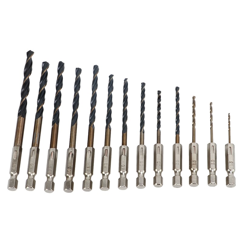 13Pcs Twist Drill Bit 1/4in Hex Shank 1.5‑6.5mm Fast Change