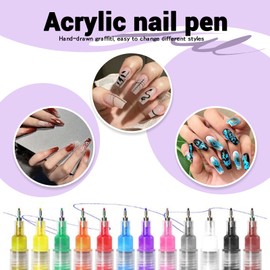 Hinourisha Nail Art Pen Set,12 Colors water-based Nail Art Graffiti Pen Nail Art Tools, Waterproof Quick Dry Nail Polish Pen, Acrylic Marker Pen Fine Tip Nail Point Graffiti Pens for Real Nail Art