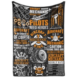 Huglanket Aircraft Mechanic Gifts, Aircraft Mechanic Blanket Gifts for Men, Soft Flannel Blanket, 65 x 50 inches