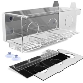 Mirrored Window Bird Feeder. Watch Birds Up Close Without Disturbing Them. Clear Acrylic Feeder with Removable Divider Keeps Out Larger Birds