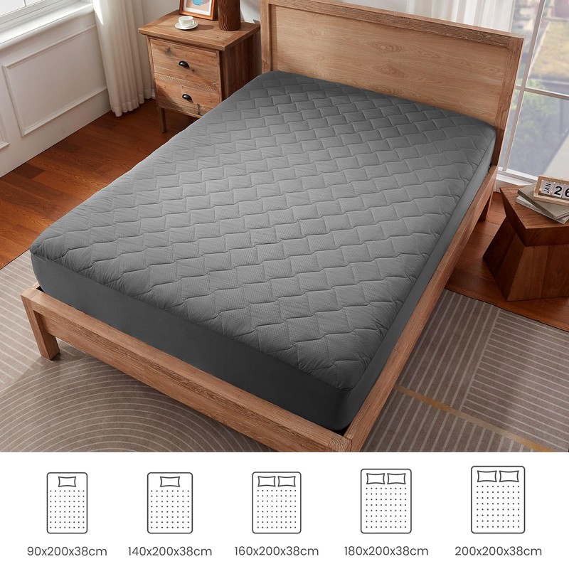 Mattress Topper, Grey, 90 x 200 x 38 cm