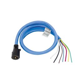 Bargman 54006-058 7-Way Molded Trailer End w/8' Cable, Heavy Duty Cold Weather Insulated Blue Silicon - RV Clocking