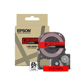 Epson LABELWORKS 212FRPX PET (Polyester) Tape Cartridge - Black on Fluorescent Red Designer Craft Label Maker Tape - 1/2" (12MM) Wide, 16'
