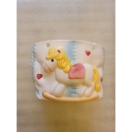 Blue Vintage Baby Rocking Horse Vase Planter. Baby Room. 3"x4"x6"     YB13