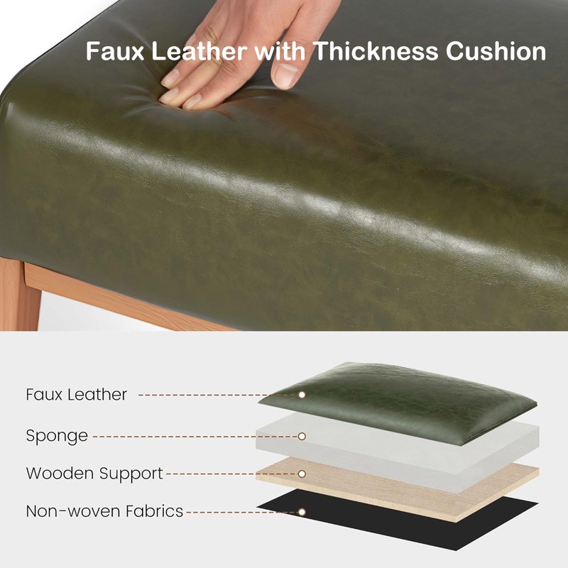 ACONUP Modern Ottoman Foot Stool, Faux Leather Accent Sofa Footrest