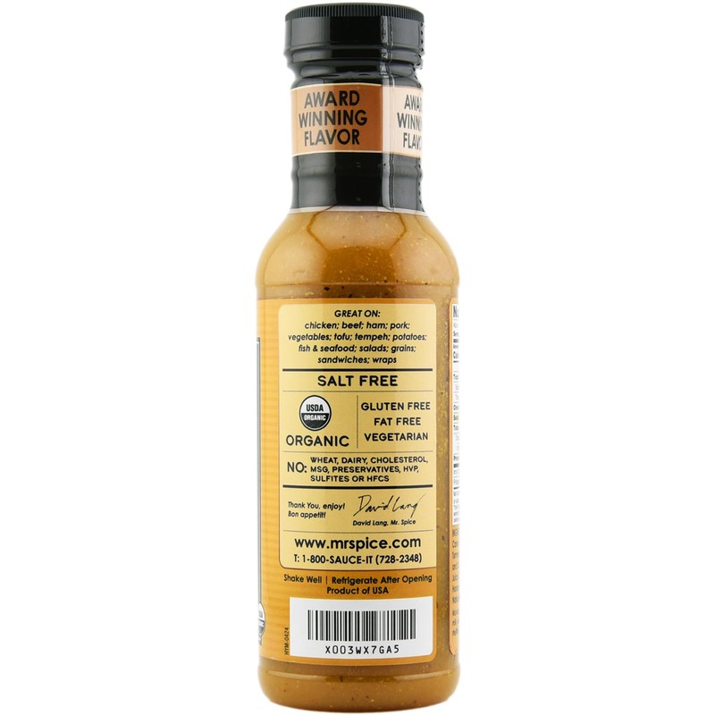 Mr. Spice Organic Honey Mustard Sauce, Salt Free Honey Mustard