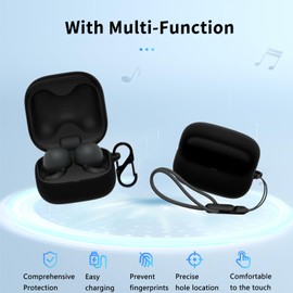 for Sony LinkBuds Fit Truly Wireless Noise Canceling Earbud Headphones Case Cover,Wireless Earphone Protective Case (with Carabiner + Lanyard) Protective Cover for LinkBuds Fit WFLS910NW.UC(Black)