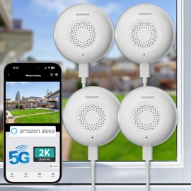 volmees 2K Window Camera, 5G & 2.4GHz WiFi Indoor Dome Camera for Home Security w/Full Color Night Vision, Real-Time Alerts, Human/Motion Detection, Alexa, 24/7 Recording, Easy Install,White,Short-4P