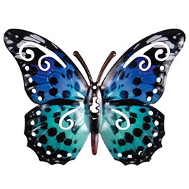 CIM Metal Wall Decoration - Butterfly Blue Dots Mini - 17 cm - Animal 3D Wall Pictures - Wall Decoration Including Practical Wall Mounting - Vivid Wall Sculpture - Gift Idea