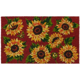 HF by LT Vintage Sunflower 100% Coir Doormat, 18 x 30 inches, Naturally Durable, PVC-Backing, Sustainable, Rust
