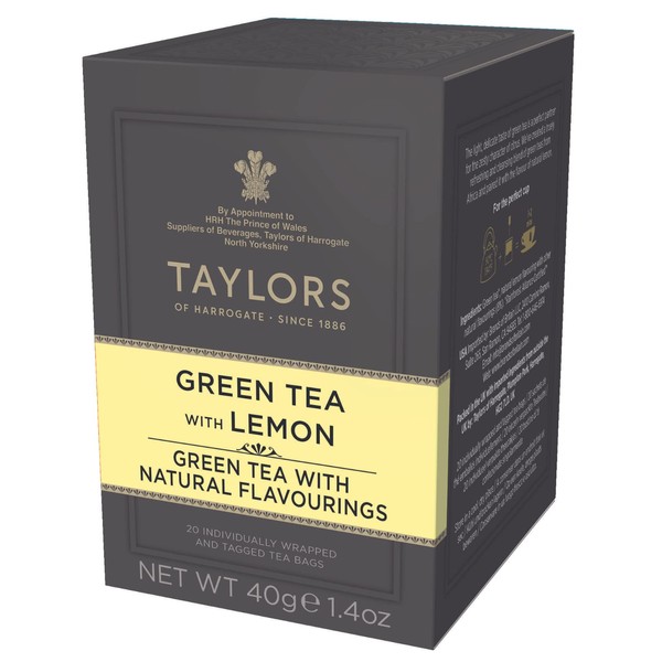 Taylors of Harrogate Green Tea with Lemon, 20 Count (Pack of 1)