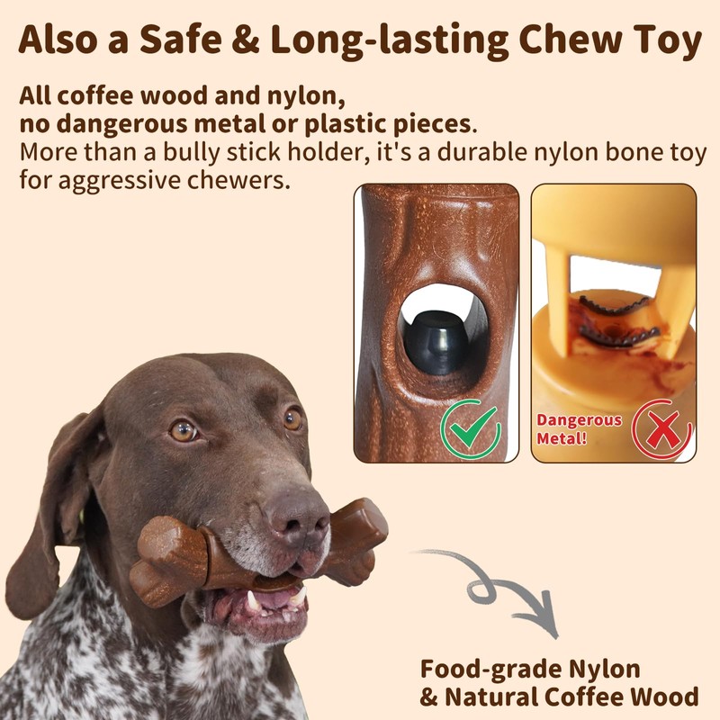 JoyBruko Bully Stick Holder for Dogs - for Aggressive Chewers