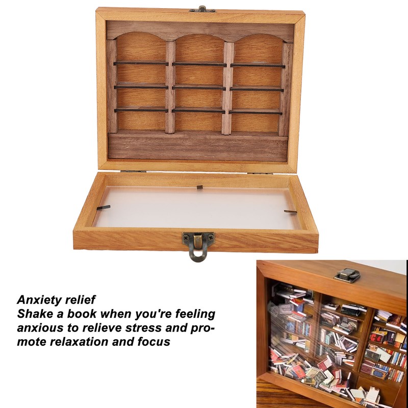 Miniature Wooden Bookshelf Anxiety Relief Multi Books Display Case Cabinet